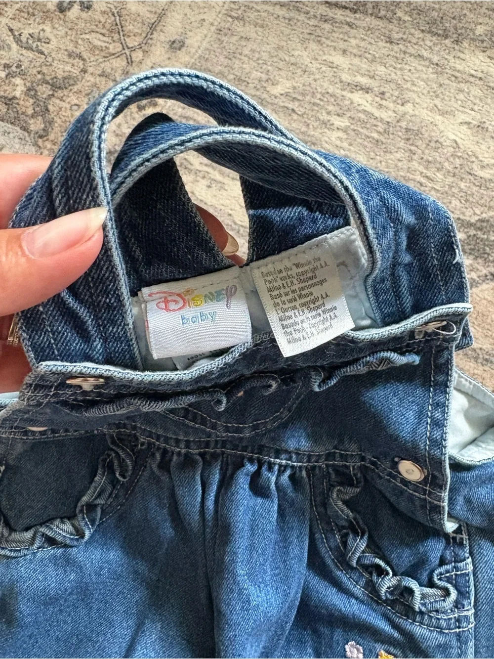 Vintage Disney Winnie the Pooh piglet denim overalls bibs embroidered 6/9 months